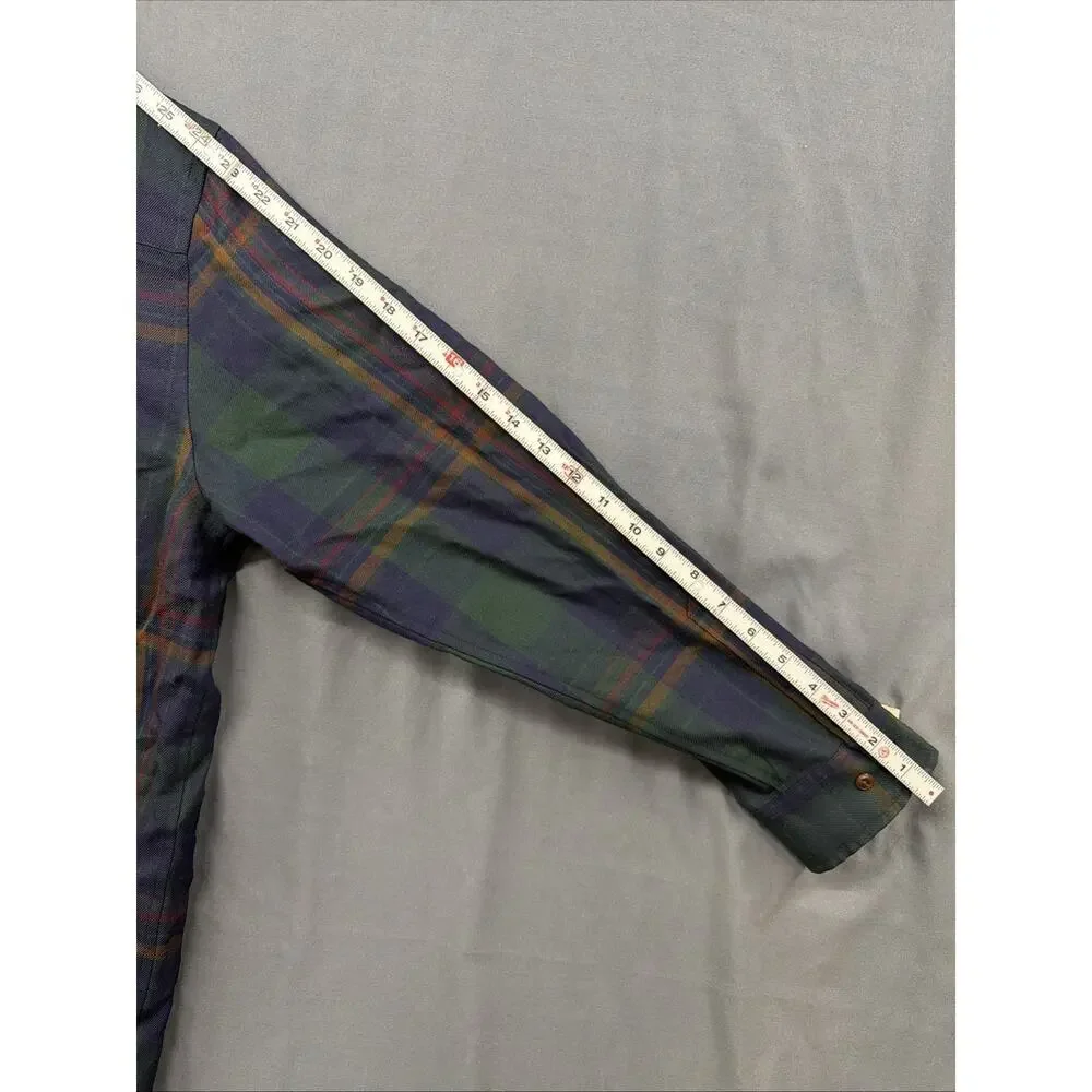Lauren Ralph Lauren Women Worsted Wool Plaid Button Down Tartan Large